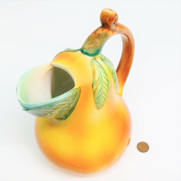 Salute Italia Pear Shaped Juice Pitcher 8.5" Yellow Green Figural Fruit Italy - Picture 4 of 8